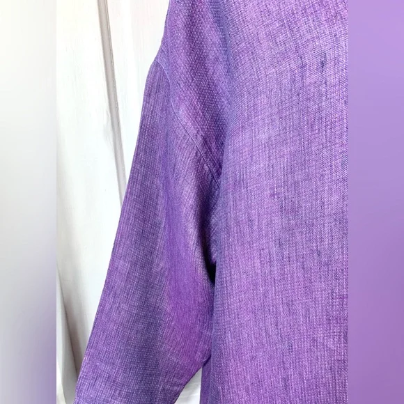Eileen Fisher Purple Irish Linen Open Front Jacket - Kimono - Cardigan - Picture 4 of 15